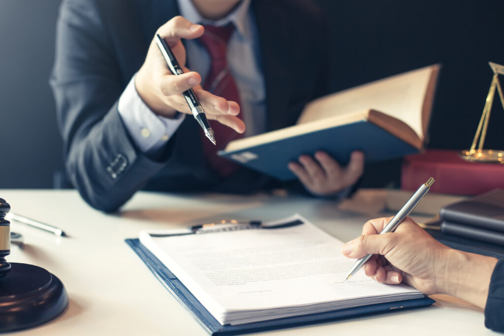 An image of a notary stamping a referral agreement.